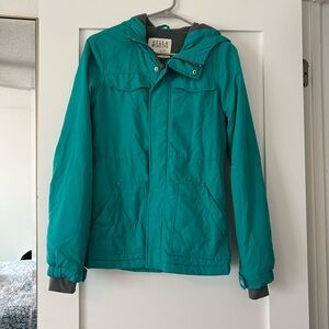 Billabong Insulated Jacket Zip Teal Hooded Lightweight Women's Size Small
